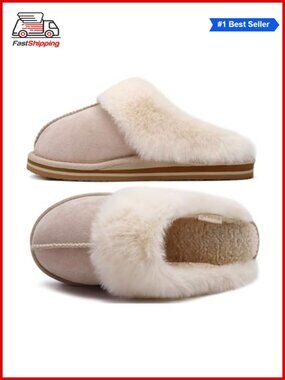 ✨Womens Fuzzy Memory Foam Slippers Warm House Shoes Arch Support